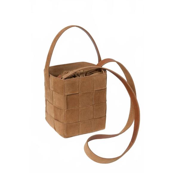 NEW LOEFFLER RANDALL women's laith wide woven top handle bag in toffee - Picture 4 of 5